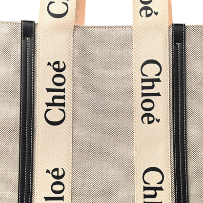 Chloe Cotton Calfskin Large Woody Ribbon Tote White Blue 8 of 11