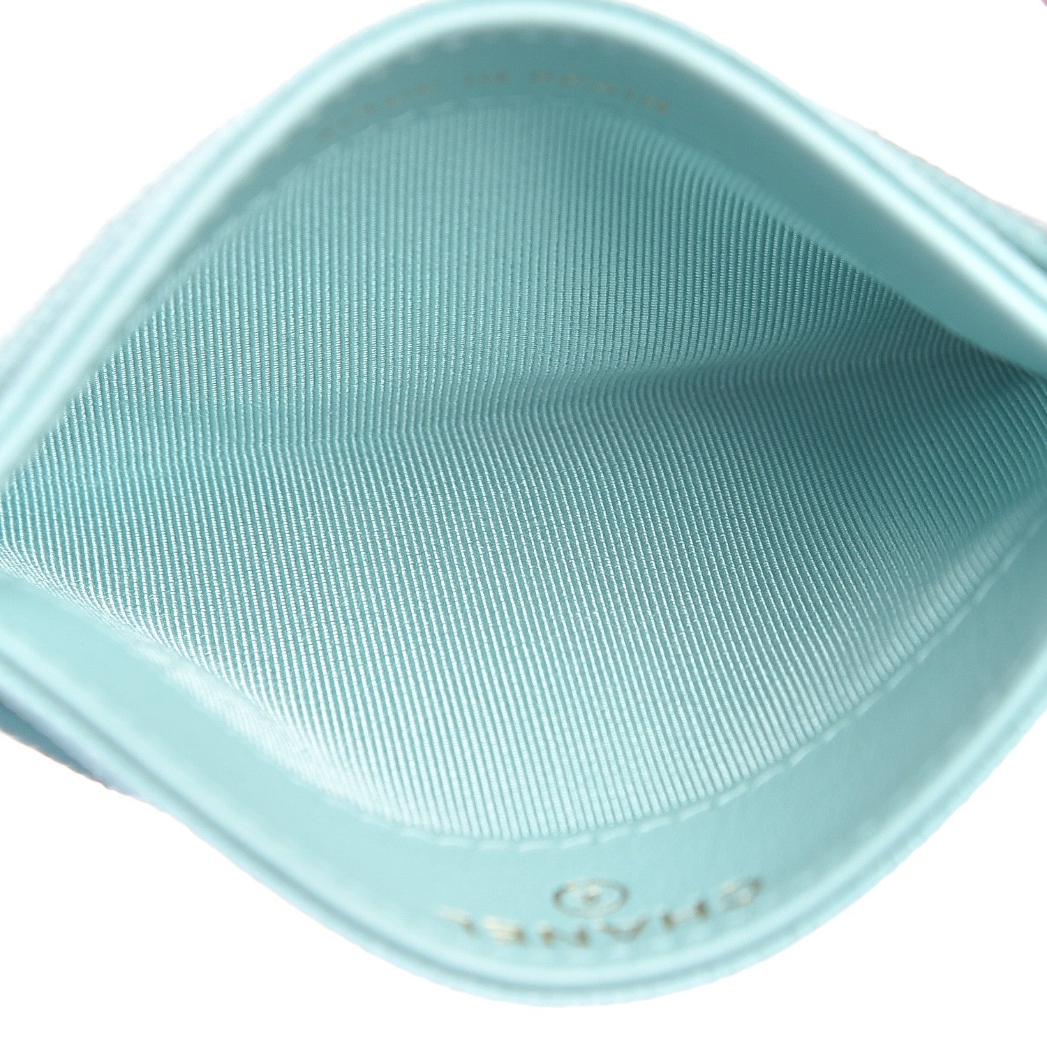 Chanel Caviar Quilted Card Holder Light Blue 7 of 11