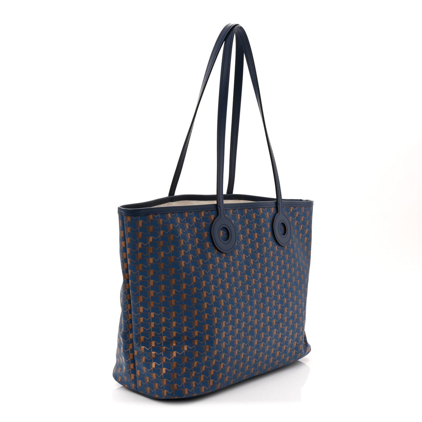 Grained Calfskin Canvas 1920 Oh! Tote Ruban MM  Indigo Bronze