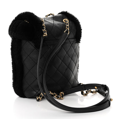 Chanel Lambskin Shearling Quilted CC Backpack Black 3 of 9