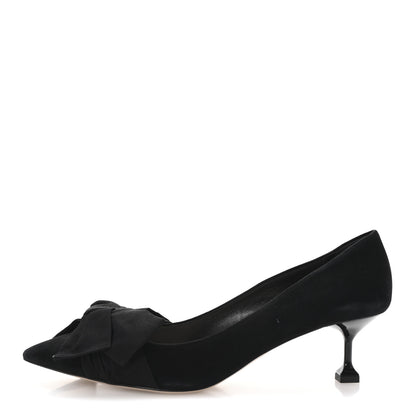 Miu Miu Suede Grossgrain Bow Kitten Heel Pump 39.5 Black 1 of 8