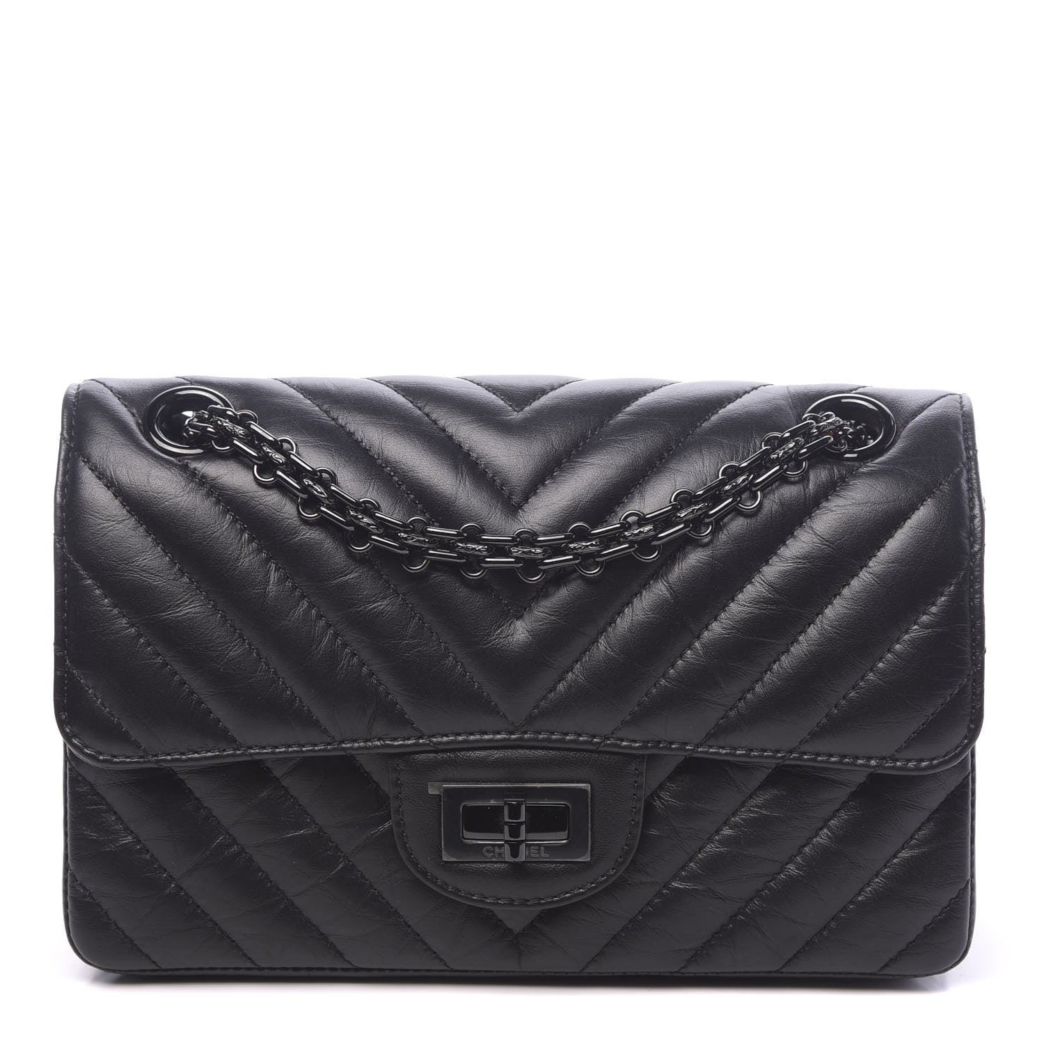 Chanel Aged Calfskin Chevron Quilted 2.55 Reissue Mini Flap So Black 1 of 10