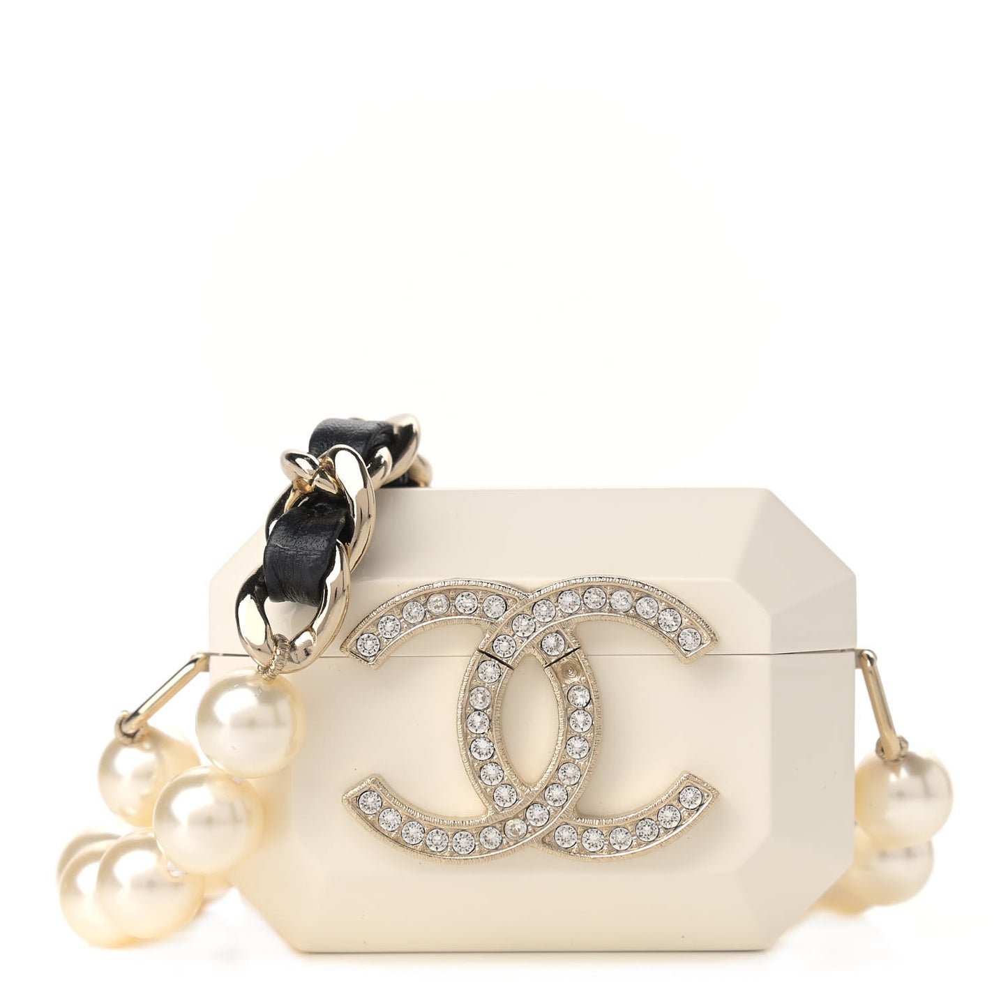 Resin Crystal Pearl Airpod Pro Case Necklace Gold White Pearly Black