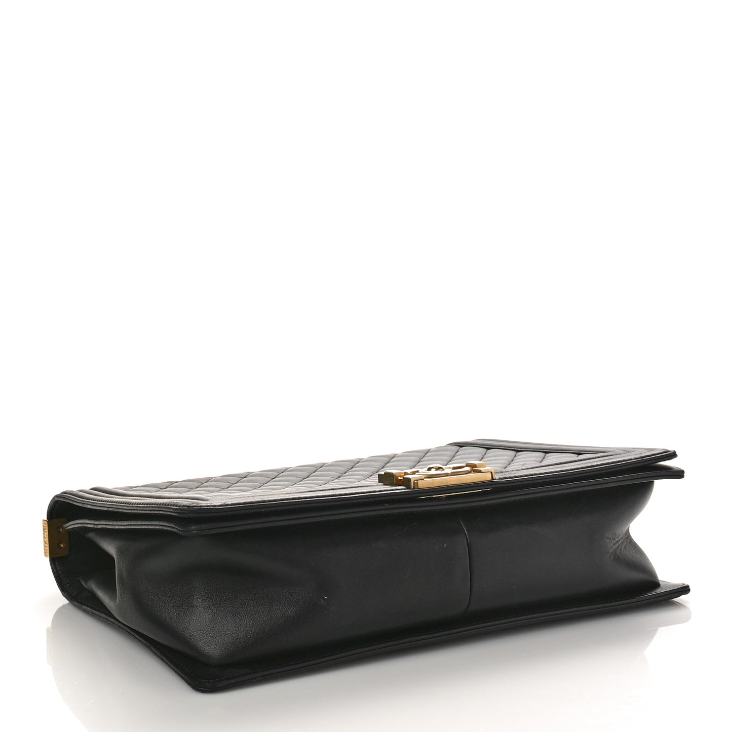 Lambskin Quilted Large Boy Flap Black
