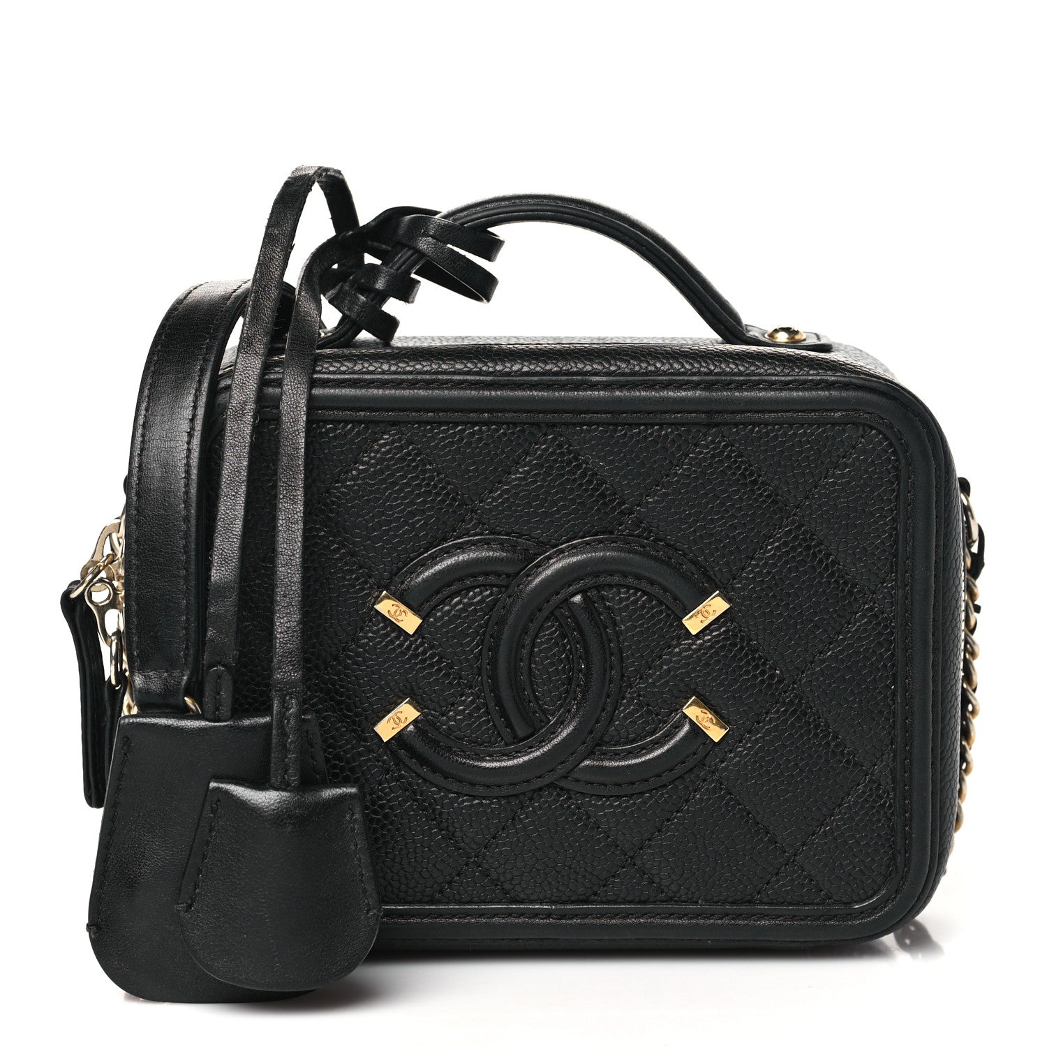 Chanel Caviar Quilted Small CC Filigree Vanity Case Black 1 of 12
