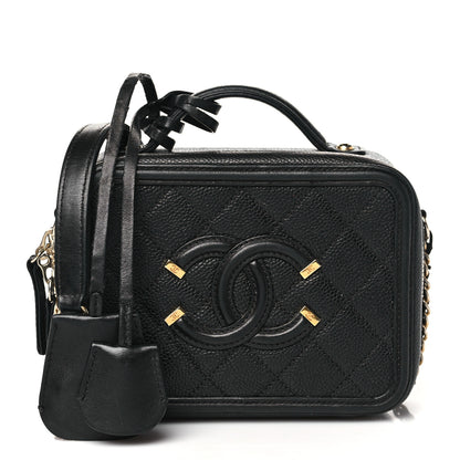 Chanel Caviar Quilted Small CC Filigree Vanity Case Black 1 of 12