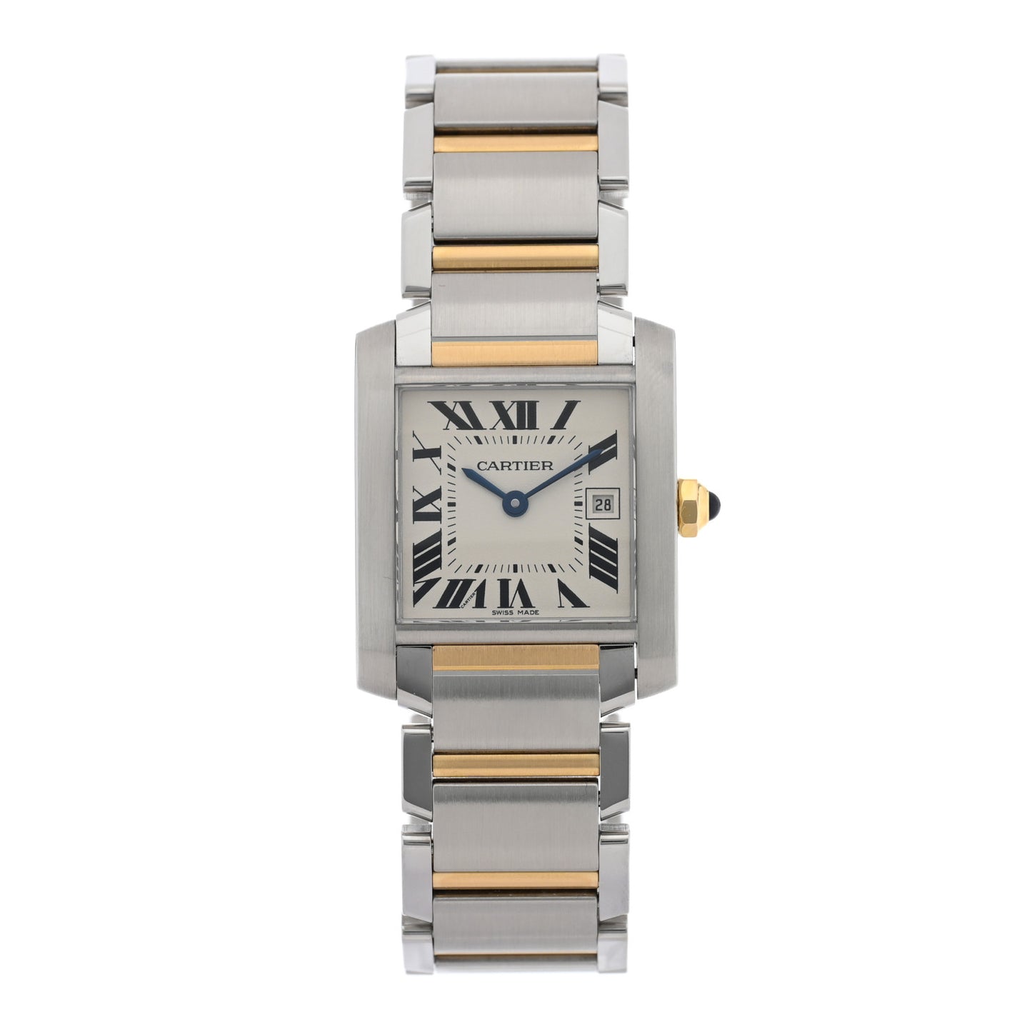 Stainless Steel 18K Yellow Gold 25mm Tank Francaise Quartz Watch