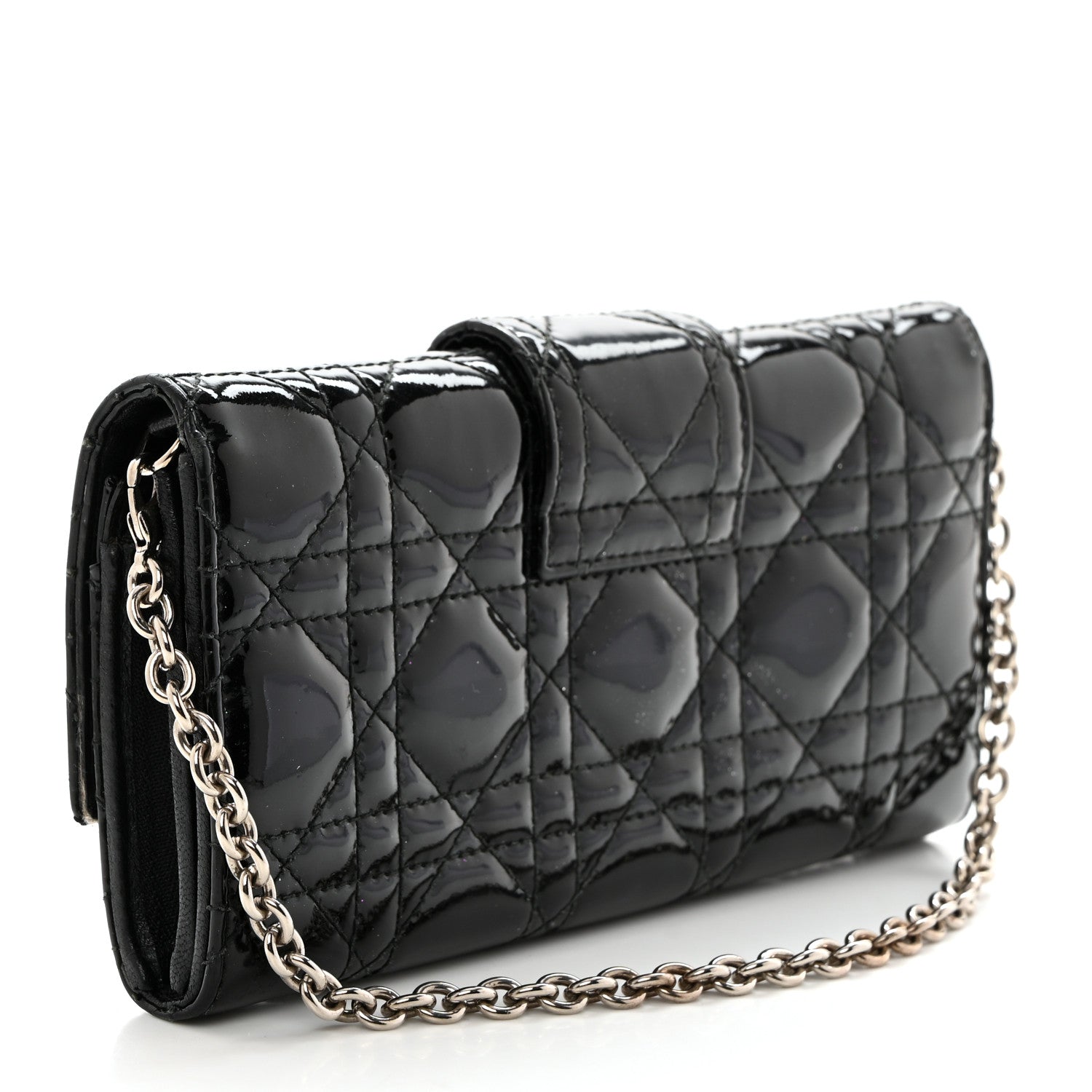 Christian Dior Patent Cannage Miss Dior Chain Wallet Black 4 of 8