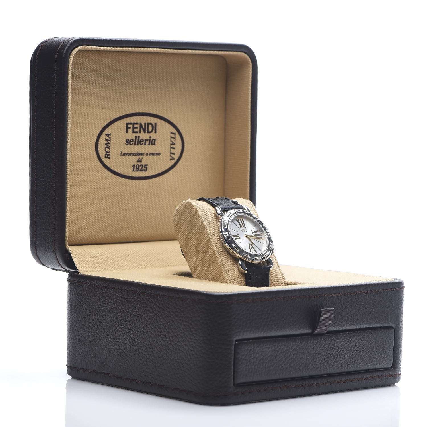 Fendi Stainless Steel Alligator 37mm 8100M Selleria Quartz Watch Black 5 of 5