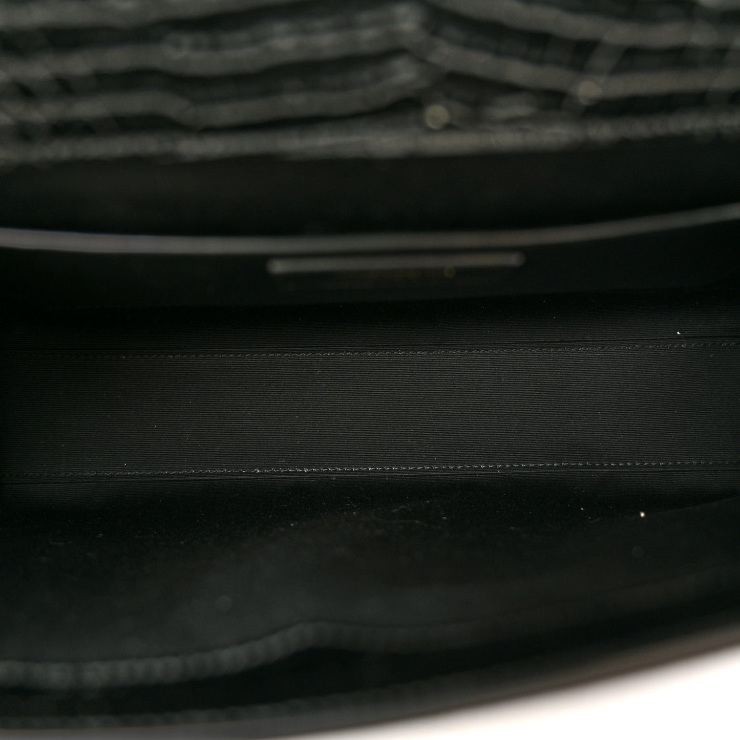 Shiny Calfskin Crocodile Embossed Manhattan Baguette Black