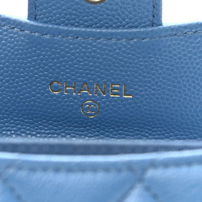 Chanel Caviar Quilted Flap Card Holder Chain Wristlet Blue 6 of 9