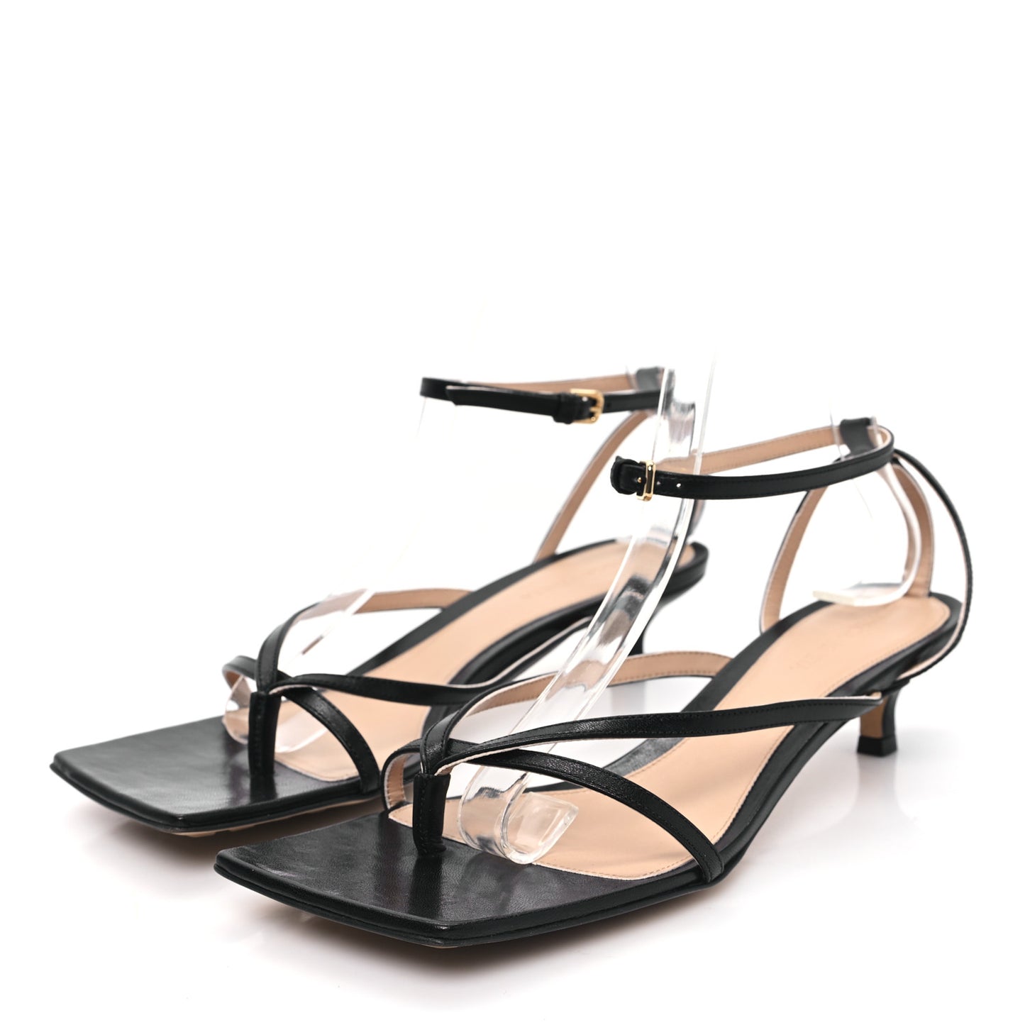 Lambskin Stretch Multi Strap 35mm Sandals 38.5 Black