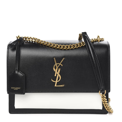 Saint Laurent Calfskin Bi-Color Medium Monogram Sunset Black Pearl White 1 of 9