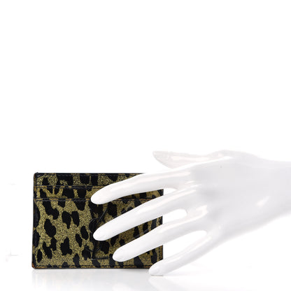 Saint Laurent Patent Glitter Leopard Monogram Credit Card Case Black Multi 2 of 7