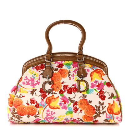 Christian Dior Canvas Floral Frame Satchel 1 of 10