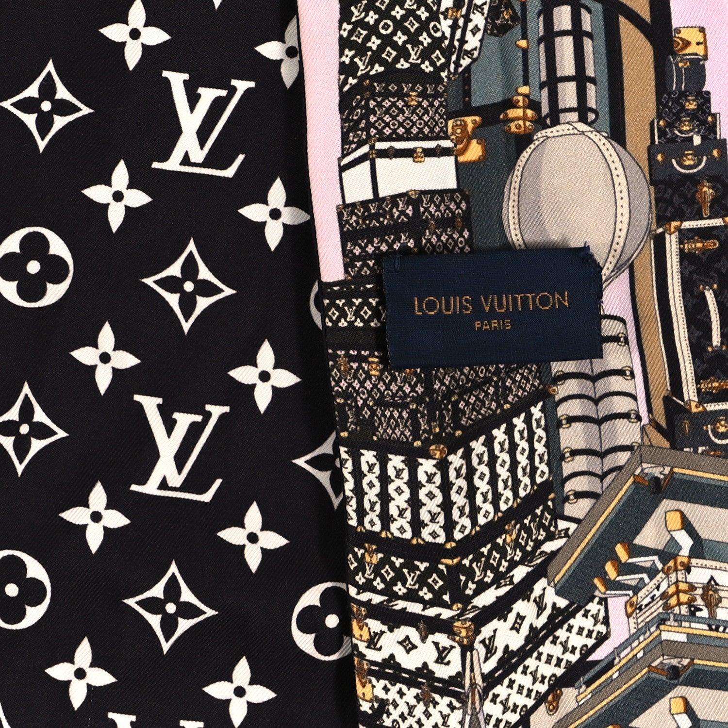 Louis Vuitton Silk Monogram Around The World Bandeau Black Pink 3 of 4