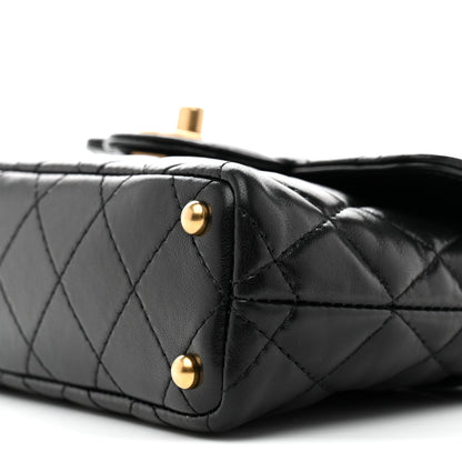 Chanel Lambskin Quilted Small Flap Top Handle Bag Black 10 of 10