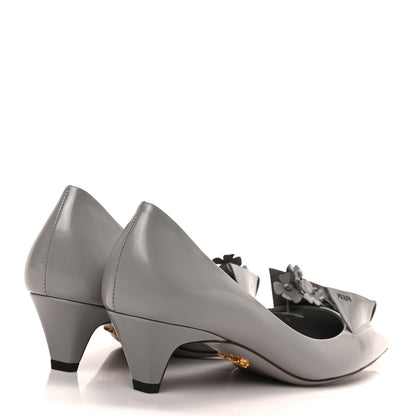 Prada Spazzolato Bouquet Pointed Toe 45mm Pumps 38 Grey 4 of 7