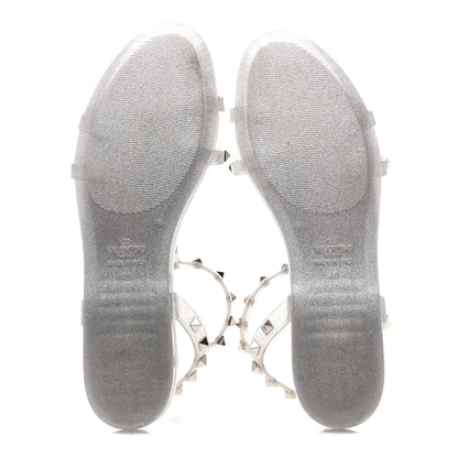Valentino Garavani PVC Jelly Glitter Rockstud Caged Sandals 40 Silver 6 of 8