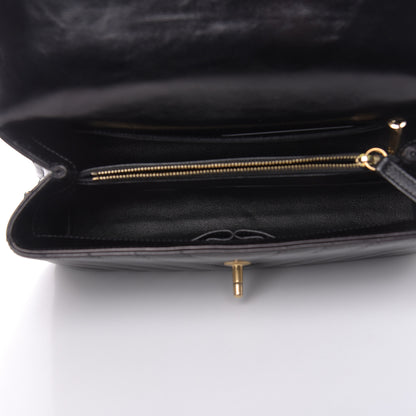 Chanel Calfskin Lizard Chevron Quilted Small Coco Handle Flap Black 5 of 10