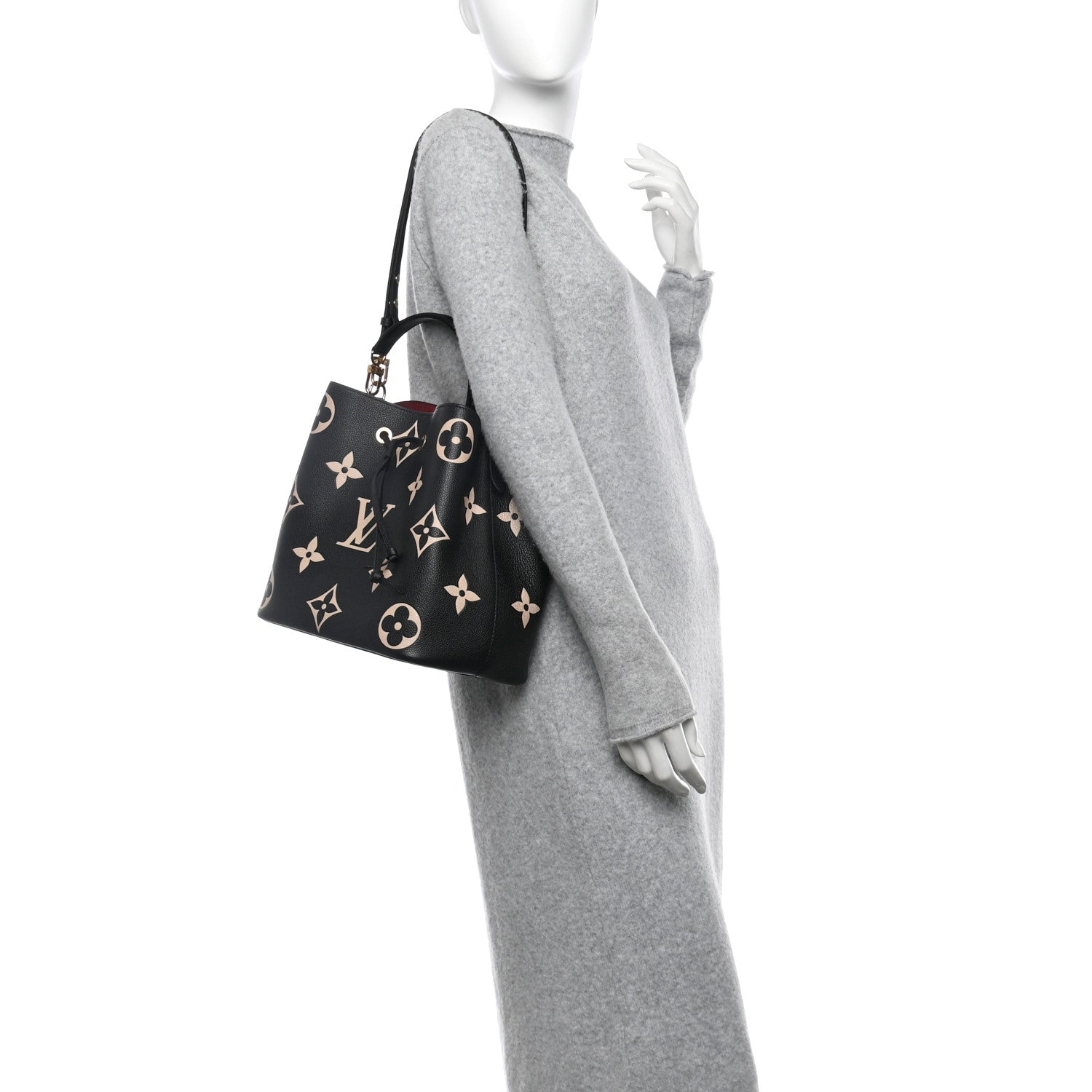 Louis Vuitton Empreinte Monogram Giant Neonoe MM Black Beige 2 of 10