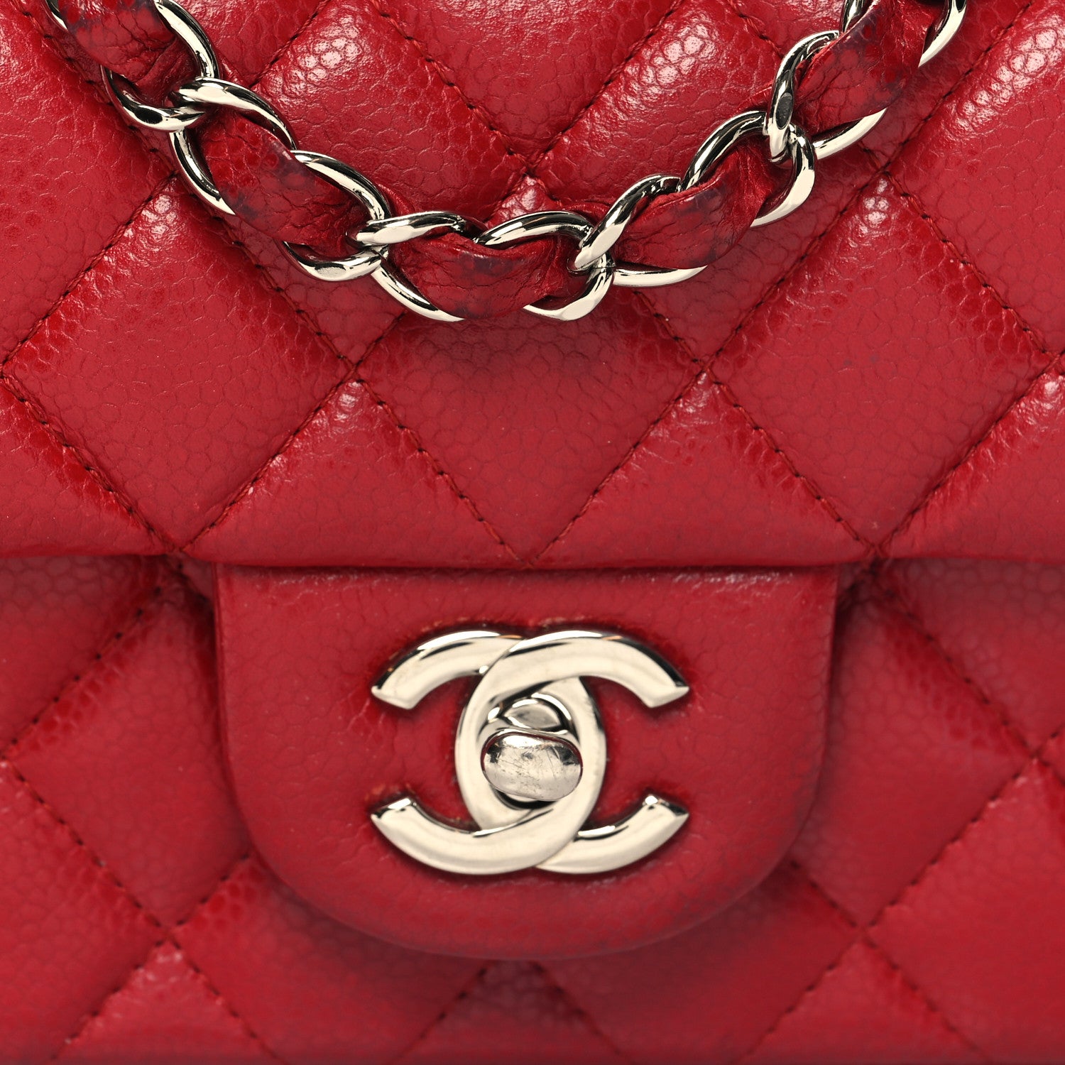 Chanel Caviar Quilted Mini Rectangular Flap Red 8 of 12