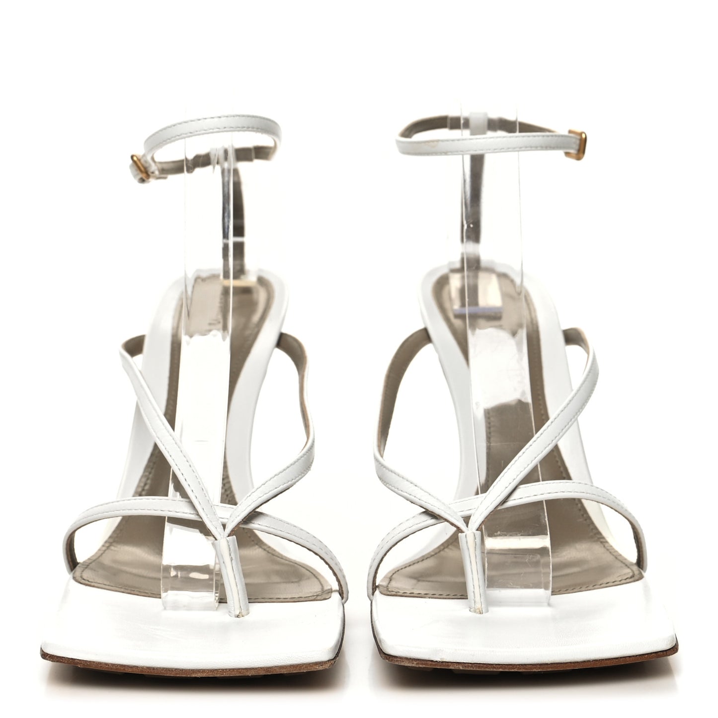 Lambskin Stretch Multi Strap 90mm Sandals 40 Optic White