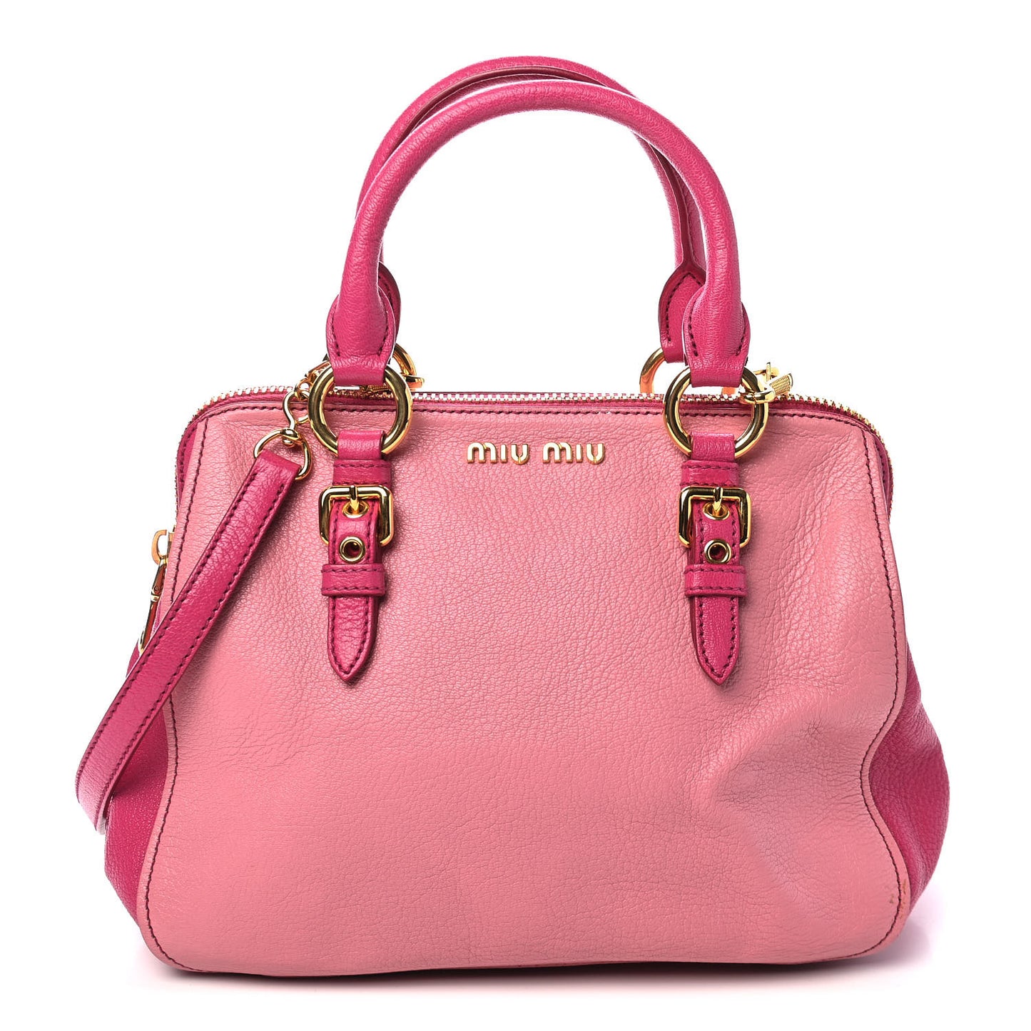 Goatskin Madras Bi-Color Bowling Bag Rosa Peonia