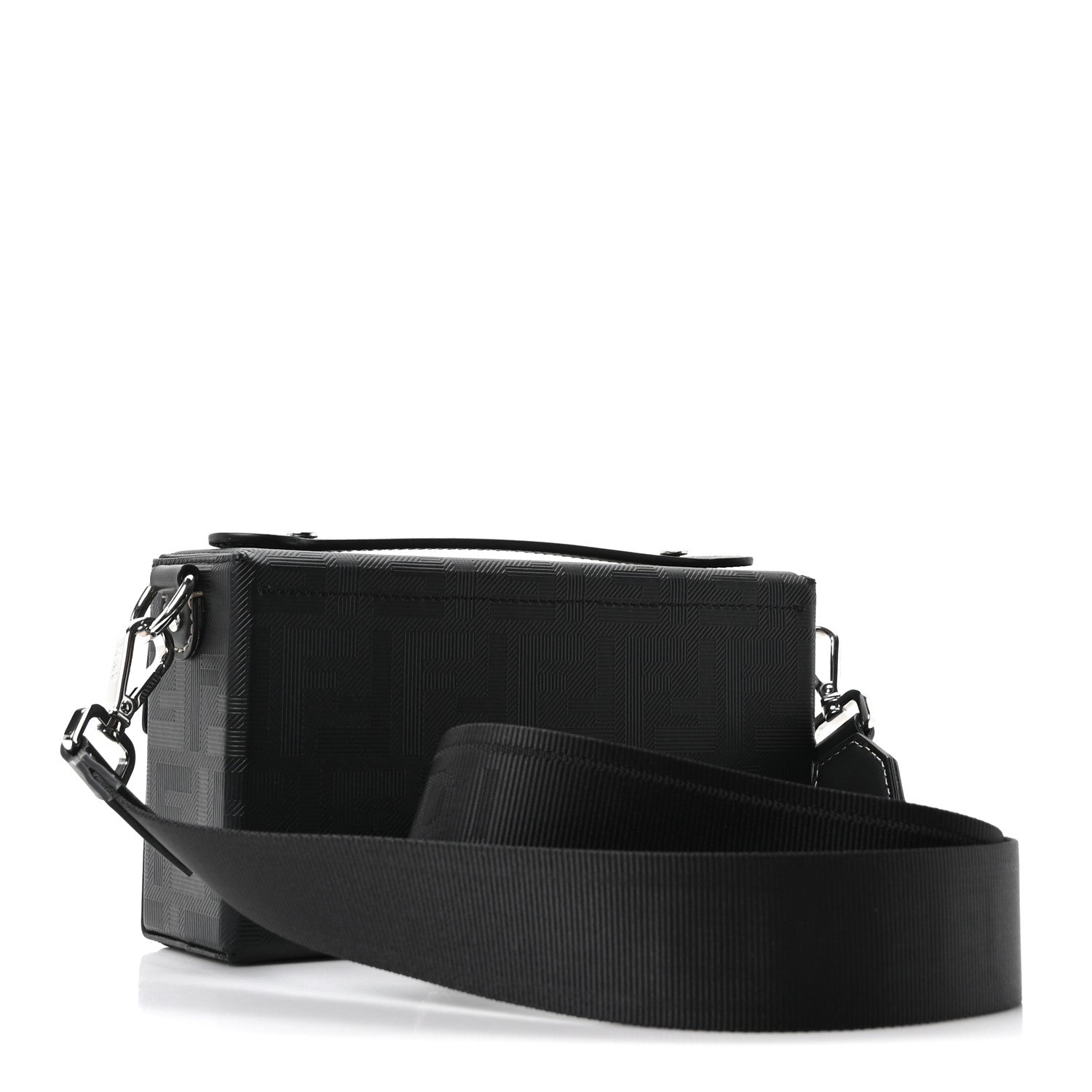 Fendi Vitello King FF Lines Embossed Baguette Soft Trunk Black 5 of 19