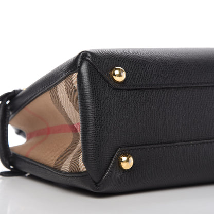 Burberry Grainy Calfskin House Check Small Banner Tote Black 6 of 10