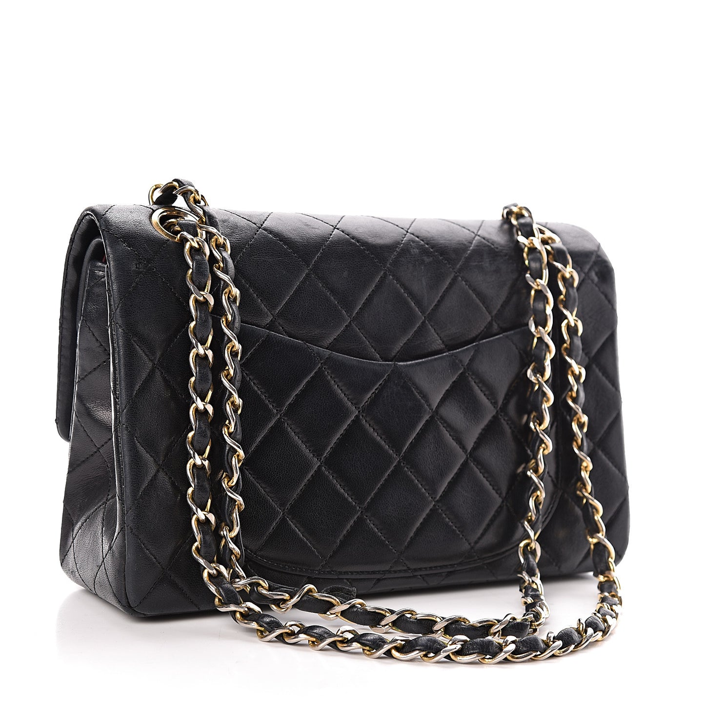 Lambskin Quilted Small Double Flap Black
