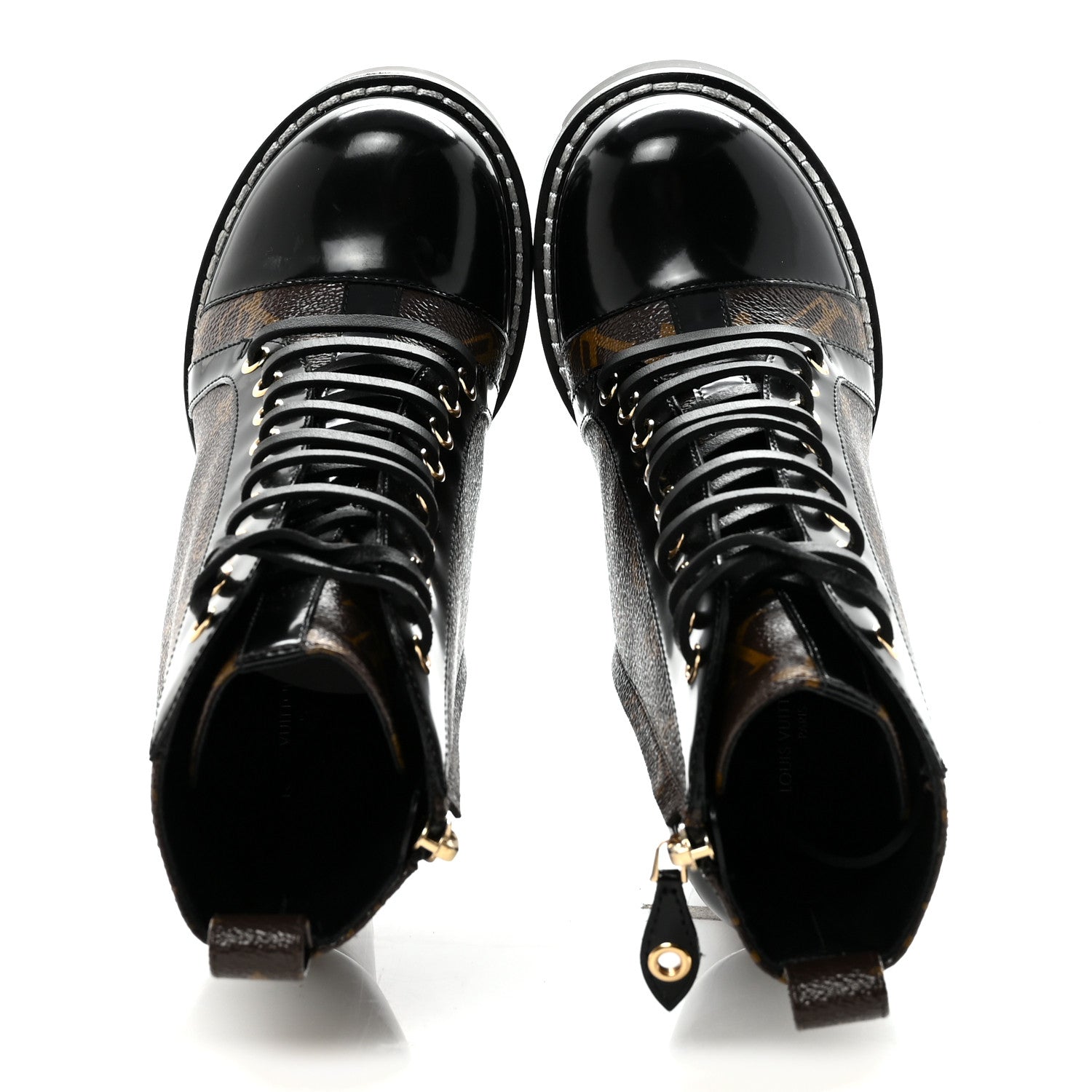 Louis Vuitton Patent Calfskin Monogram Star Trail Ankle Boots 38 Black 2 of 8