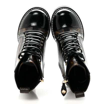 Louis Vuitton Patent Calfskin Monogram Star Trail Ankle Boots 38 Black 2 of 8
