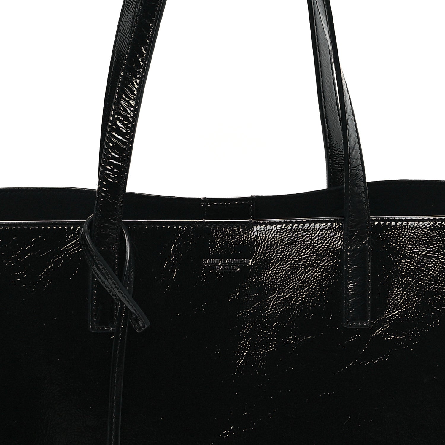 Saint Laurent Textured Patent Large Shopping Tote Black 9 of 11