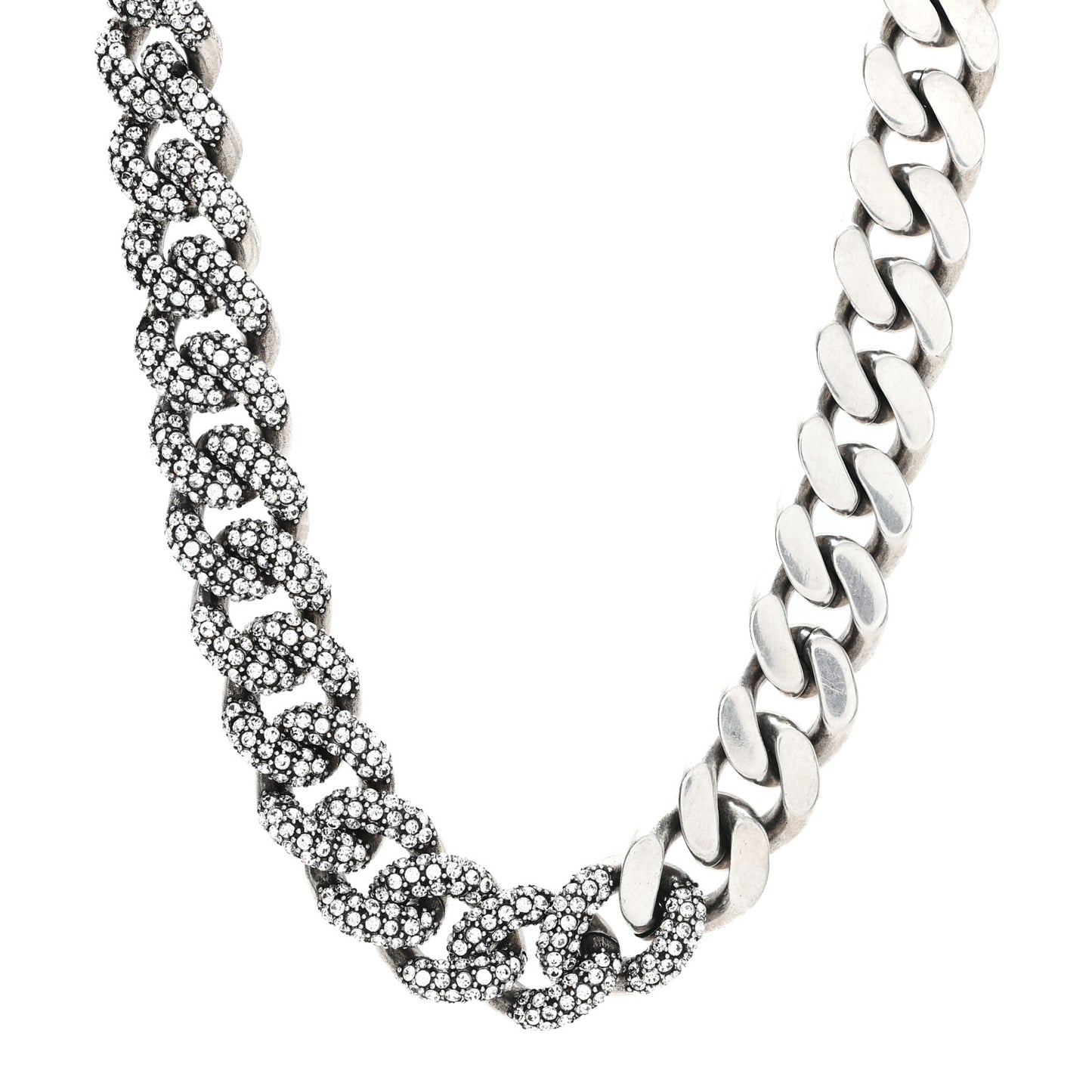 Crystal Curb Chain Necklace Oxidized Silver Oxidized Silver