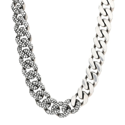 Saint Laurent Crystal Curb Chain Necklace Oxidized Silver Oxidized Silver 1 of 4