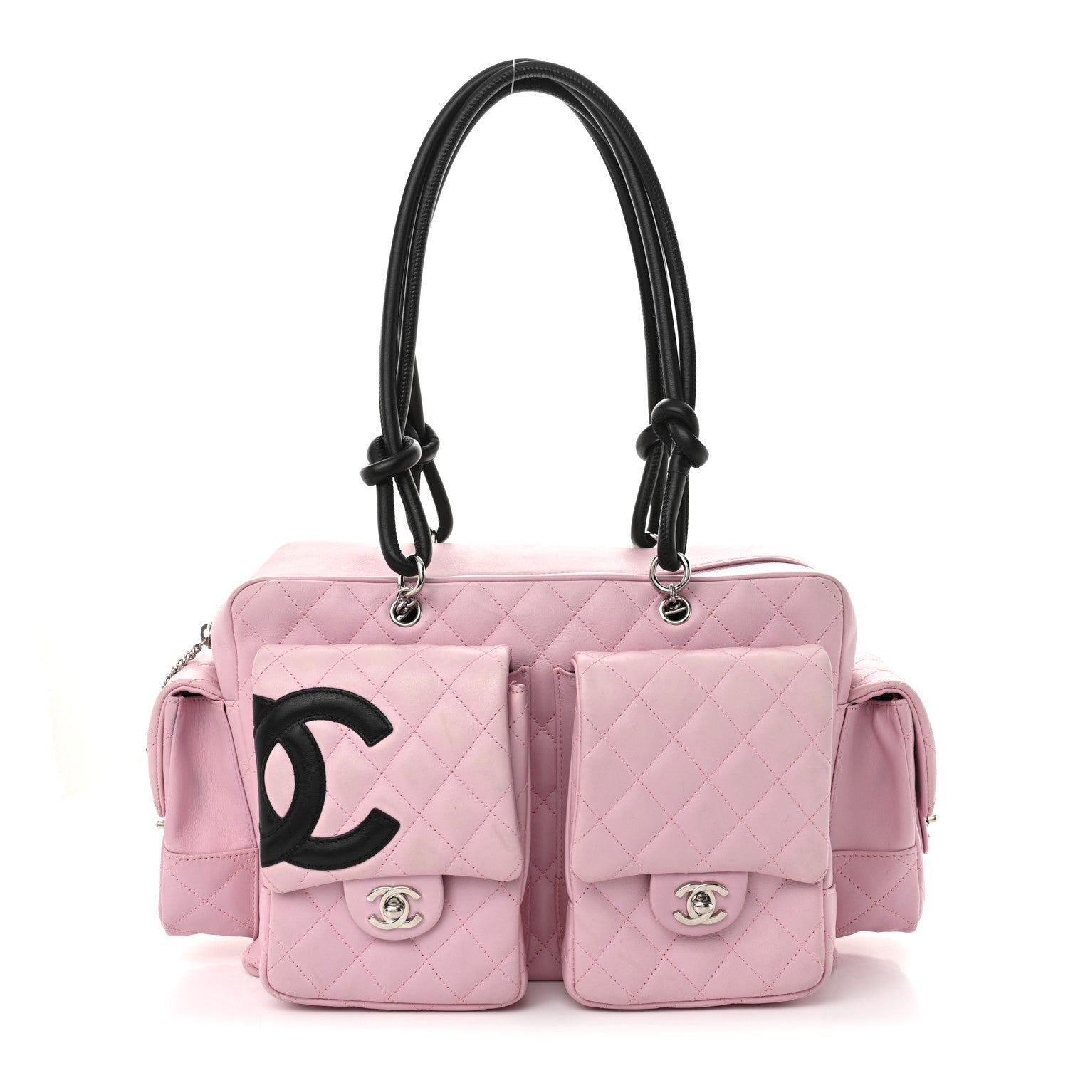 Chanel Calfskin Quilted Large Cambon Multipocket Reporter Pink Black 1 of 11