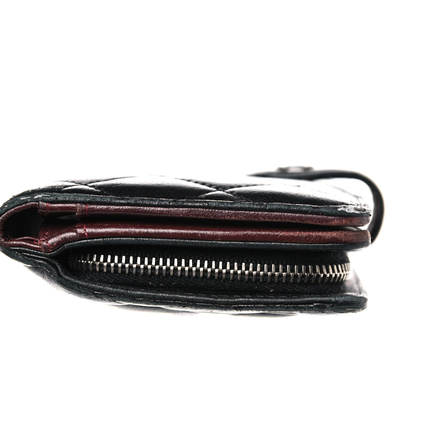 Lambskin Quilted Zipped Pocket Wallet Black