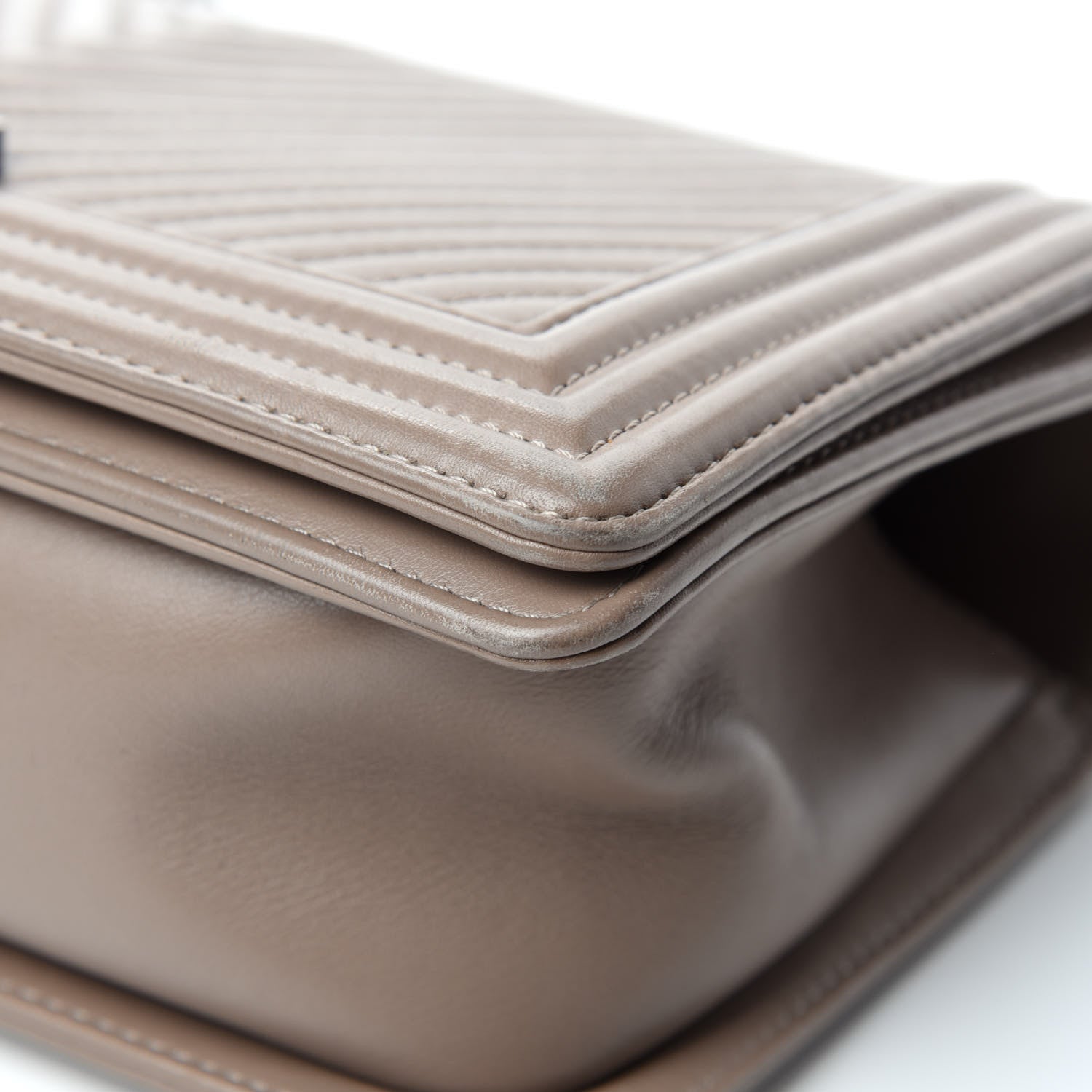 Chanel Calfskin Chevron Quilted Medium Boy Flap Taupe 9 of 16