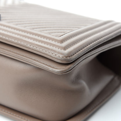 Chanel Calfskin Chevron Quilted Medium Boy Flap Taupe 9 of 16