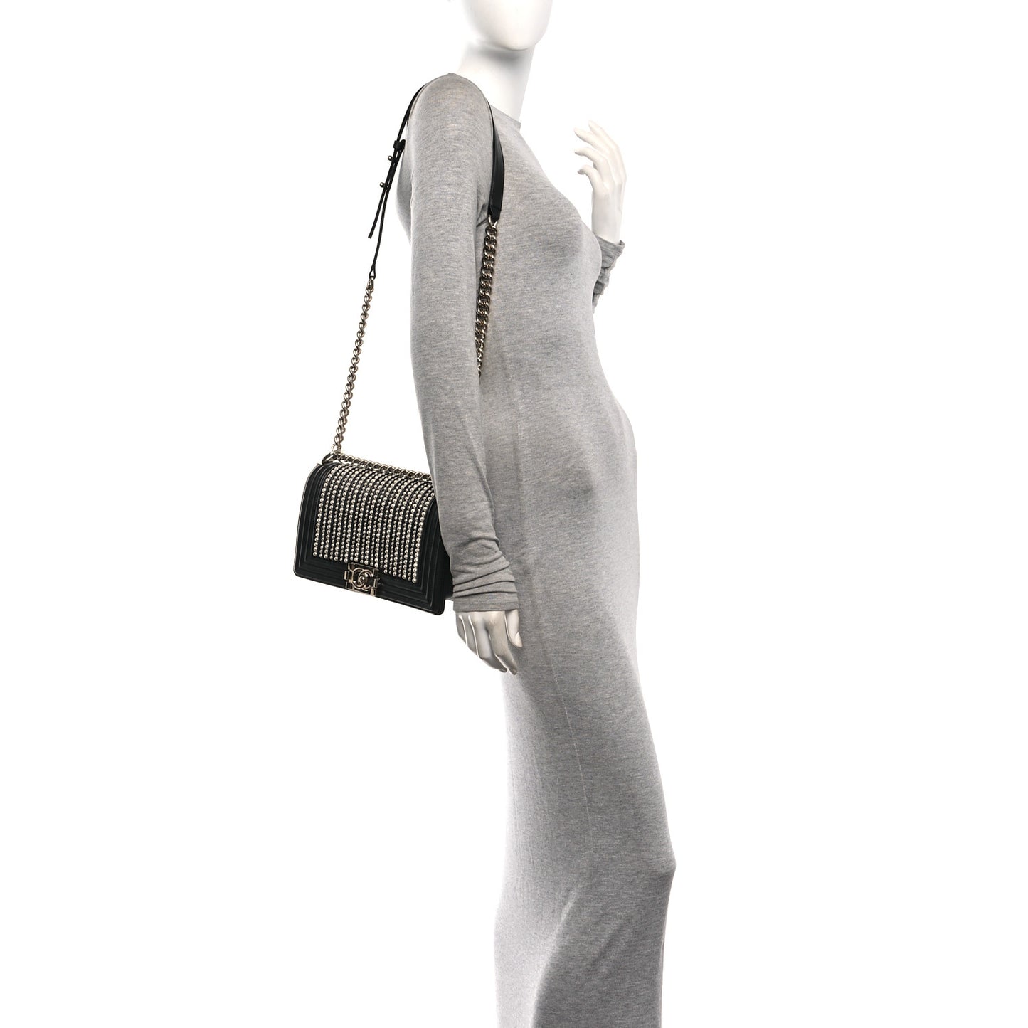 Calfskin Pearl Medium Chanel Pearls Boy Flap Black