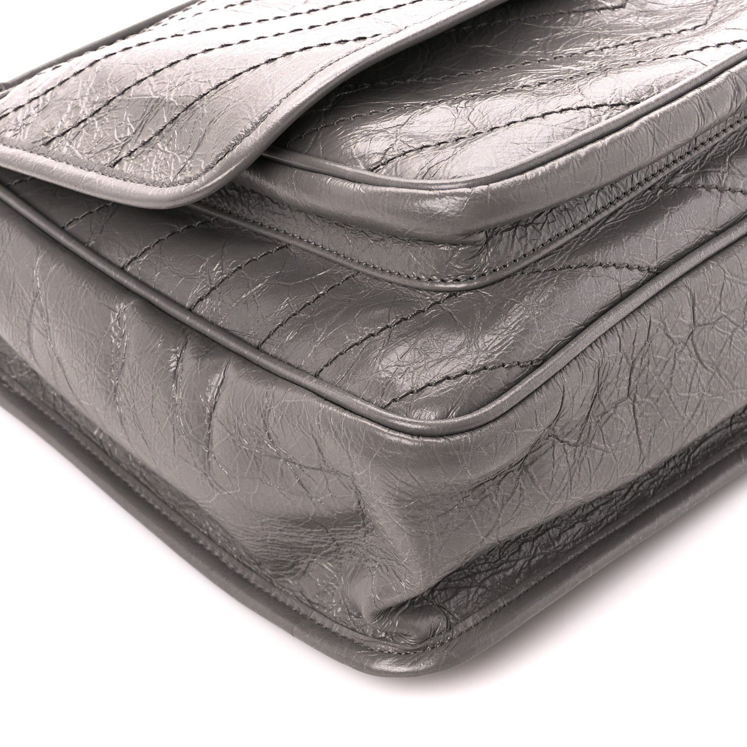 Saint Laurent Crinkled Calfskin Matelasse Monogram Large Niki Chain Satchel Storm 10 of 11