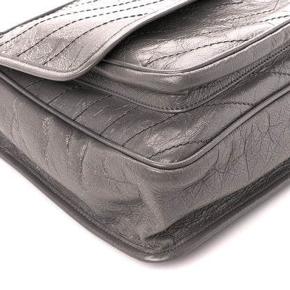 Saint Laurent Crinkled Calfskin Matelasse Monogram Large Niki Chain Satchel Storm 10 of 11