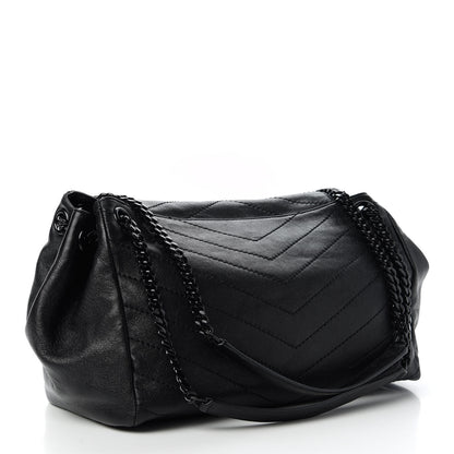 Saint Laurent Vintage Lambskin Chevron Monogram Medium Nolita Black 3 of 10