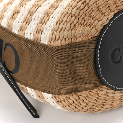Chloe Raffia Calfskin Small Woody Striped Basket Bag Grove Brown 7 of 8