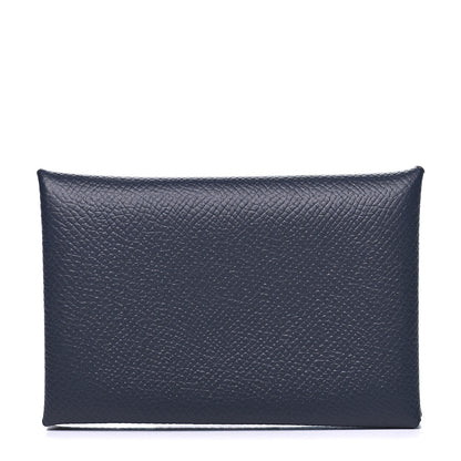 Hermes Epsom Verso Calvi Card Case Bleu Indigo Vert Amande 1 of 9