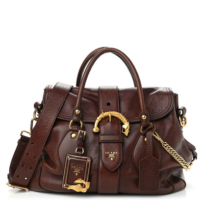 Prada Cervo Deerskin Animalier Large Satchel Cacao 1 of 14