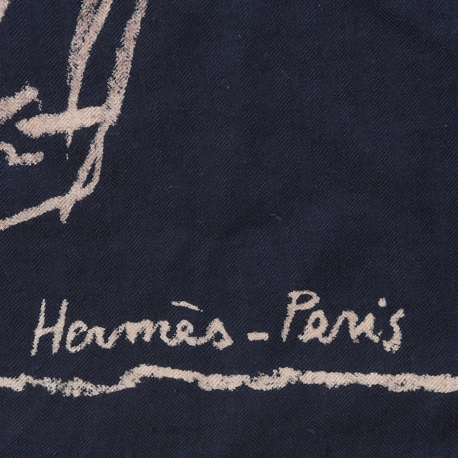 Hermes Cashmere Silk Pirouette au Galop Shawl 140 Marine Naturel Beige 5 of 8