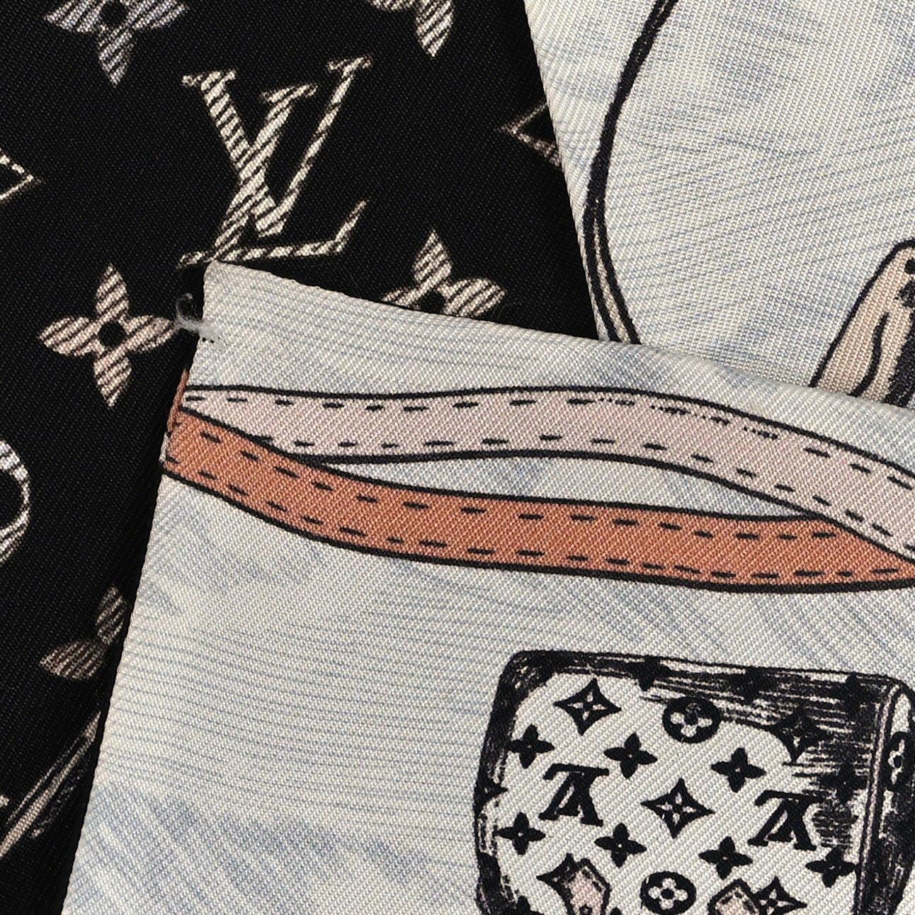 Louis Vuitton Silk Monogram Up And Away Bandeau Black White 3 of 3