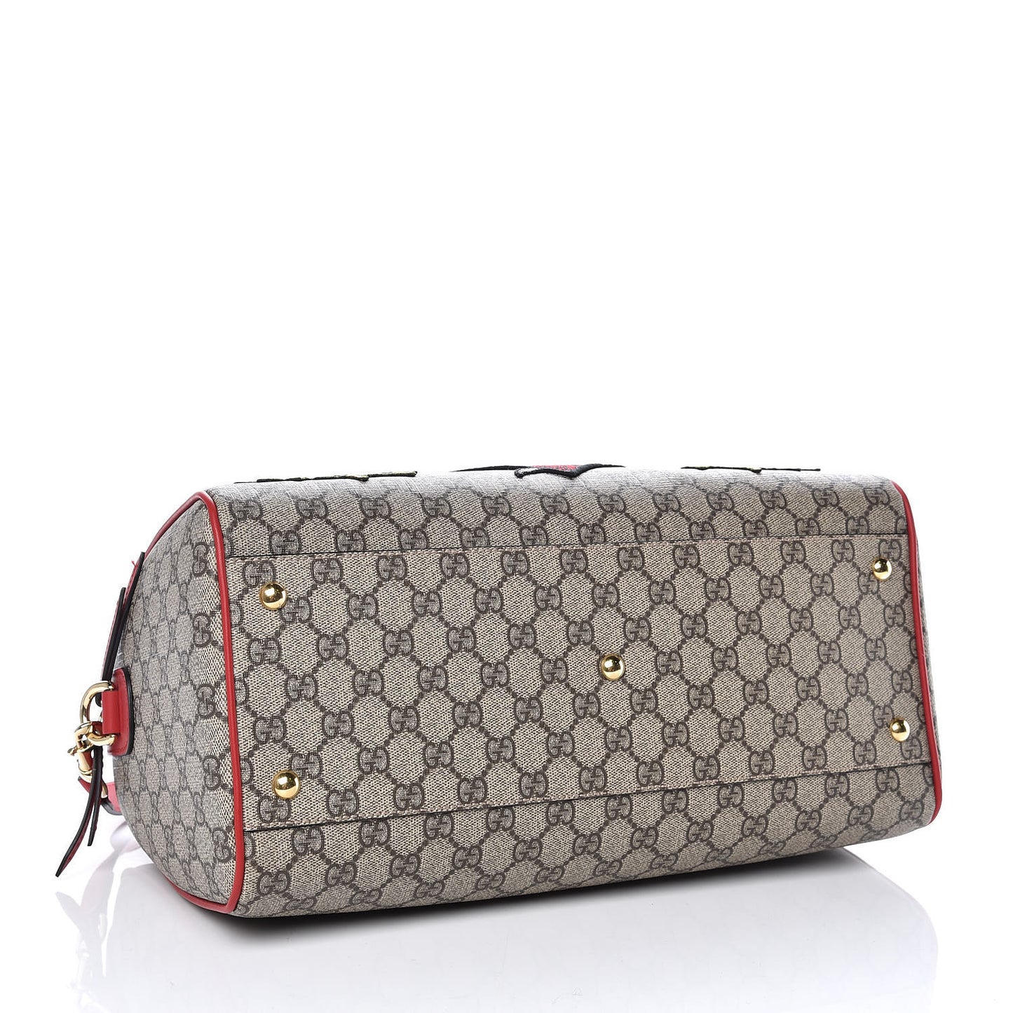 GG Supreme Monogram Kingsnake Heart Embroidered Medium Boston Hibiscus Red